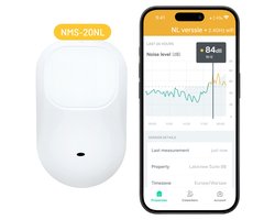 RentEye NMS-20NL – Wifi Geluidsoverlast Meter met App (2.4GHz) – NL Versie – Realtime Alarmmeldingen voor Airbnb & Vakantiehuizen