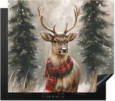 KitchenYeah® Inductie beschermer 60x52 cm - Winter - Bos - Rendier - Kerst - Kookplaataccessoires - Afdekplaat voor kookplaat - Inductiebeschermer - Inductiemat - Inductieplaat mat - Keuken decoratie