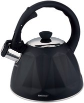 Bouilloire sifflante KINGHoff 2 litres – Acier inoxydable – Compatible induction – Noir mat, texture diamant – Poignée douce au toucher – KH-1997