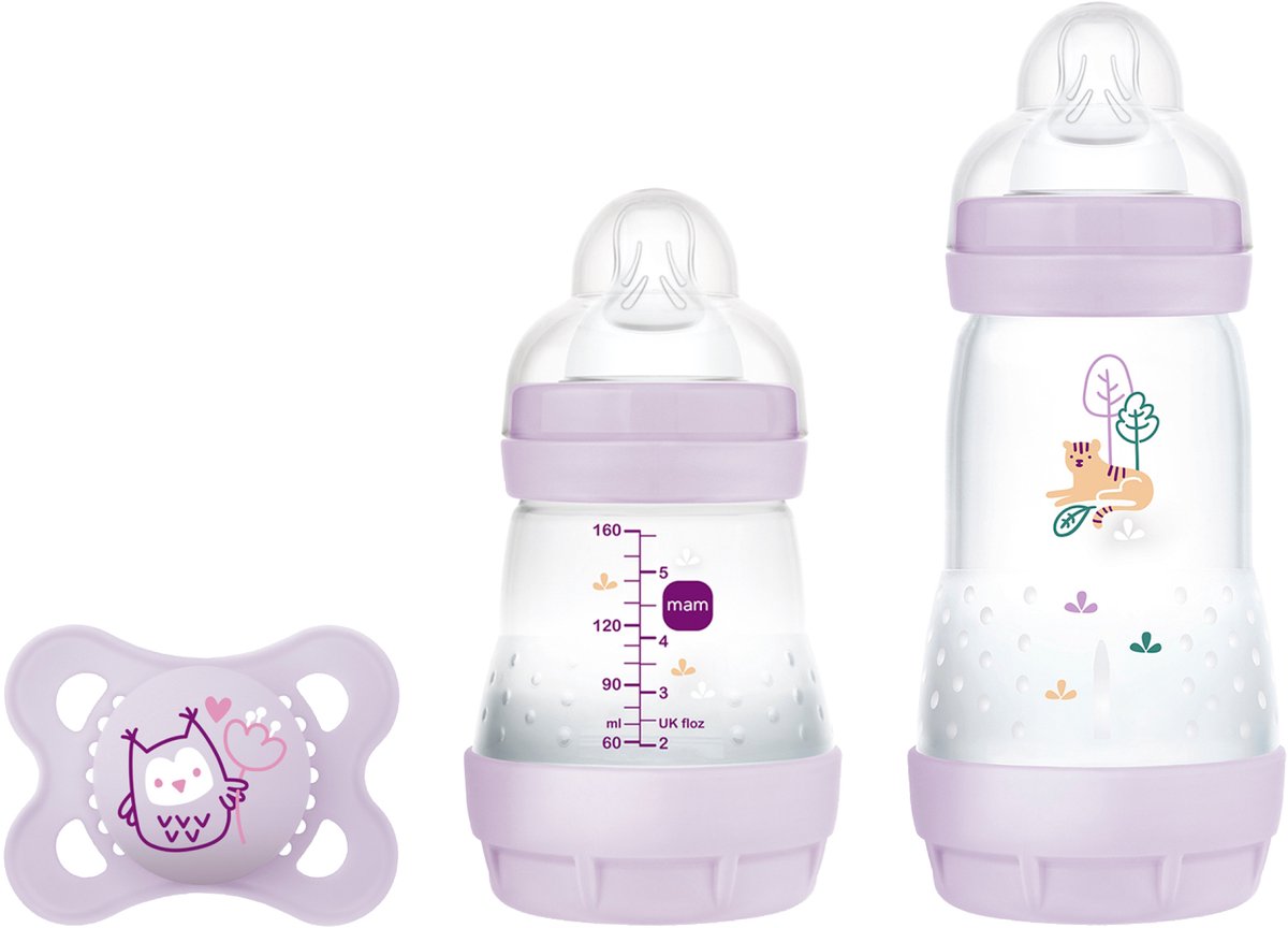 MAM Babyfles Starter Set Easy Start Anti-Colic Lila S 1 set