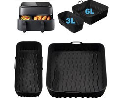 YONO Siliconen Airfryer Bakjes 6L en 3L - geschikt voor Philips Dual Basket Airfryer - 5000 - 3000 series - 2 Stuks