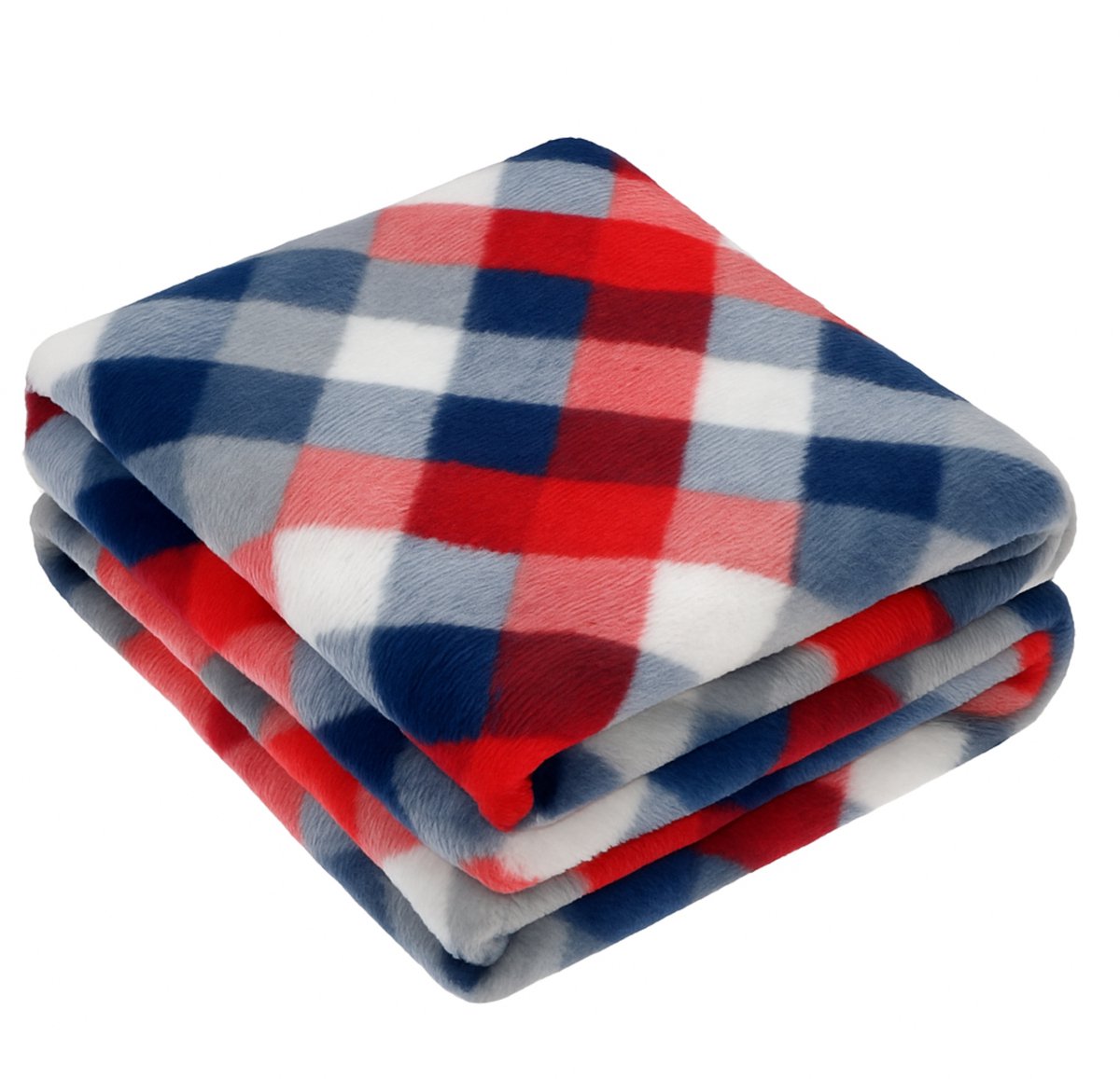 Cozy Maison luxe fleecedeken - woondeken - plaid - 127 x 177 cm - buffalo design - wit met grijze ruit