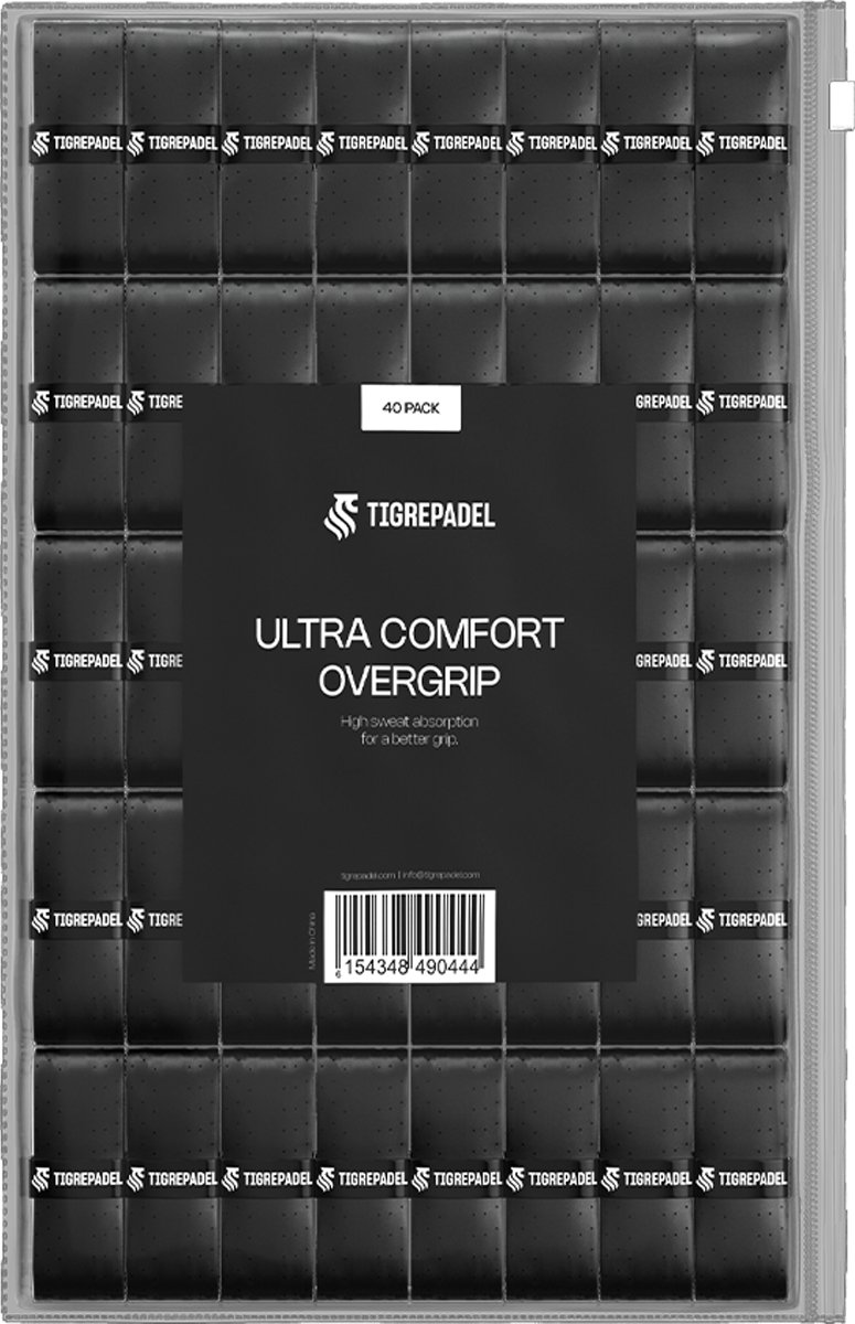 TigrePadel - Overgrip - Grip - Griptape - Ultra Comfort - Padel - Overgrip tennis - Overgrip padel - Zwart - 40 stuks