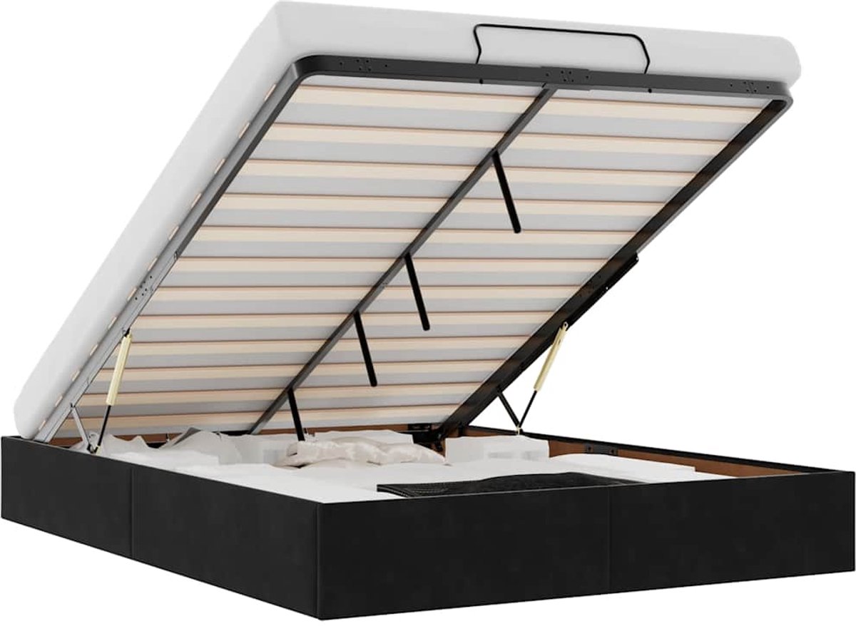 Tweepersoonsbed | Dubbelbed | Volwassenenbed | Ottoman bedframe zonder matras 140x190 cm fluweel zwart