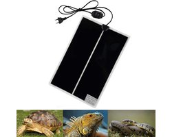 Verstelbare reptielenverwarmingsmat van 42x28 cm heeft een temperatuurregeling en is geschikt voor reptielen zoals schildpadden, slangen, hagedissen, gekko's en spinnen. Hij kan ook gebruikt worden als veiligheidsmat voor aquaria.