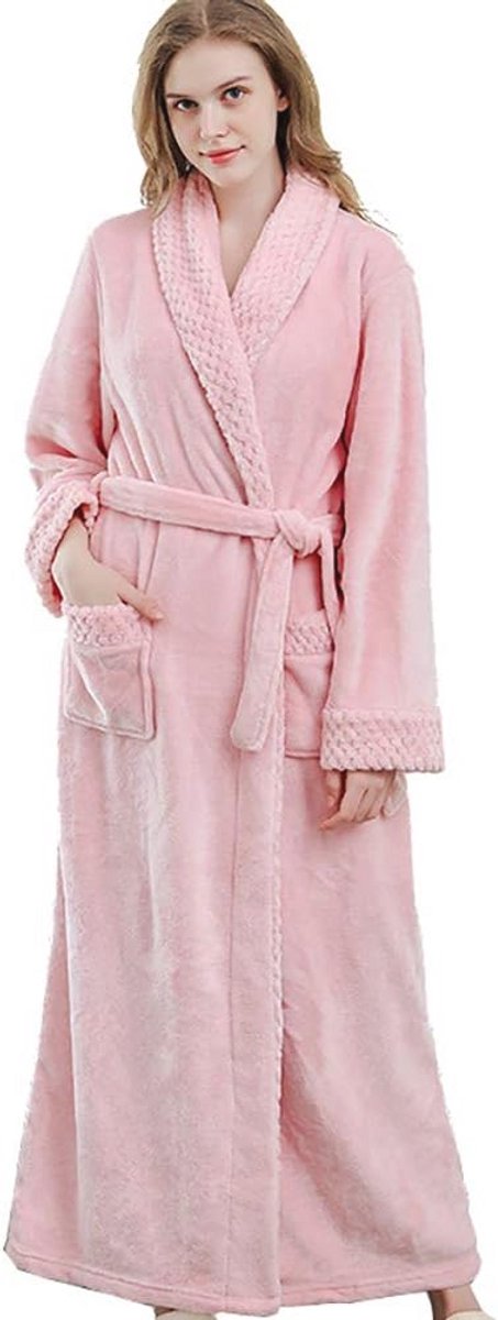 Winter Flanel Badjas Dames Lange Koralen Fleece Pyjama Warme Zachte Sauna Robe