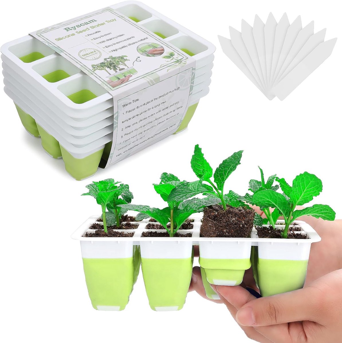 Herbruikbare zaadkweekset - Kweekbak - Silicone zaailingkweekbak - Geschikt voor het kweken van plantenzaad - Met flexibele pop-up rooster - Binnenhuis tuinbouw plantengerminatiebak - Geel - 17,5 x 13,5 x 5,5 cm