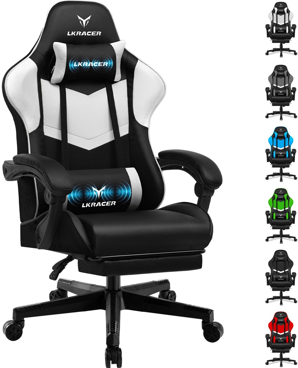 Gaming Stoel met Telescopische Voetsteun, Ergonomisch In - Gaming - €89,99