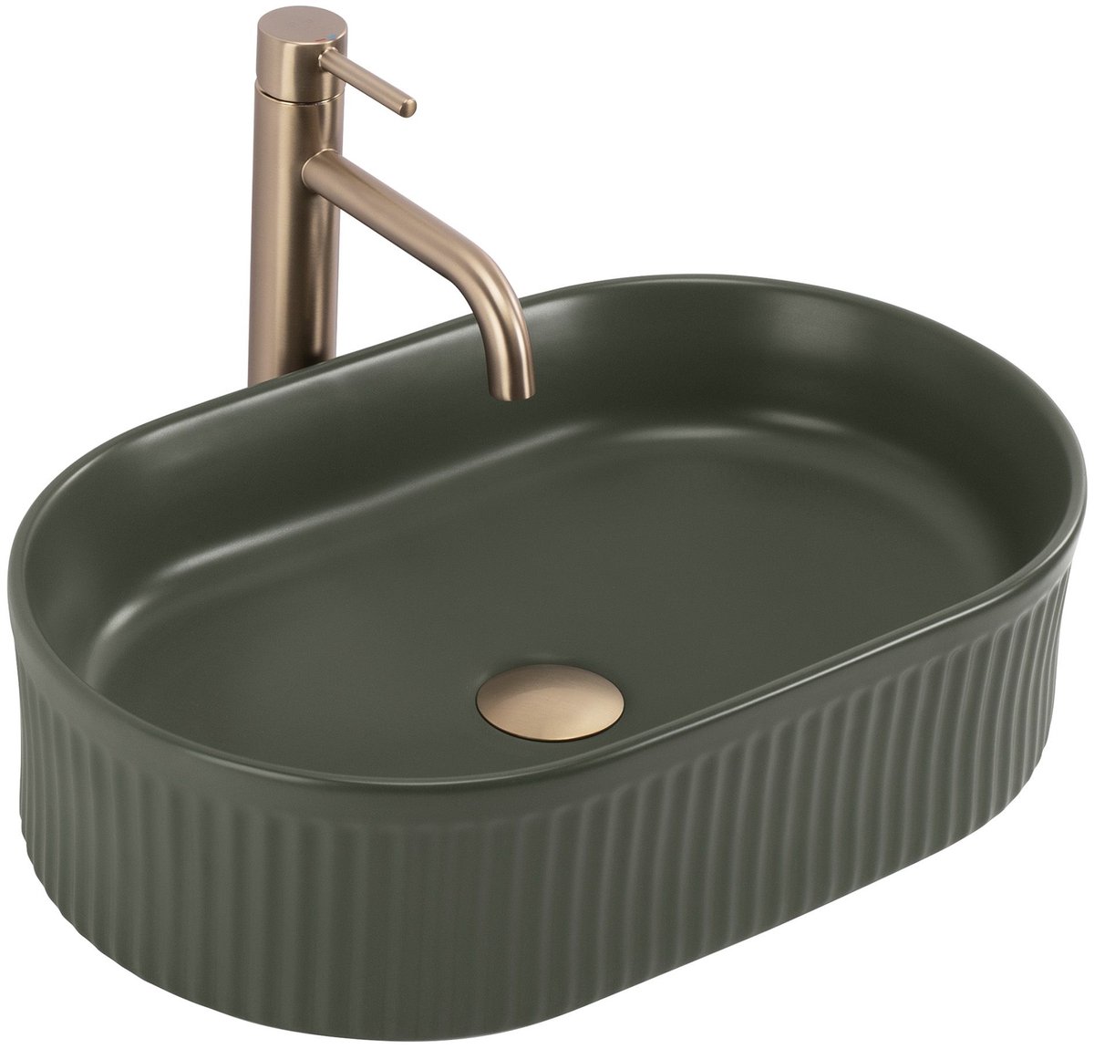 Rea Wastafel Vanda Olive Matt - Ovaal - Groente - 49X31X13Cm