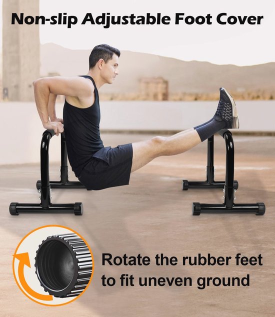 HSYFUNA Parallèles En Bois Hêtre – Barres Pompes Calisthenics, Push Up Bars, Support 300kg, Antidérapantes Intérieur/Extérieur Fitness Yoga