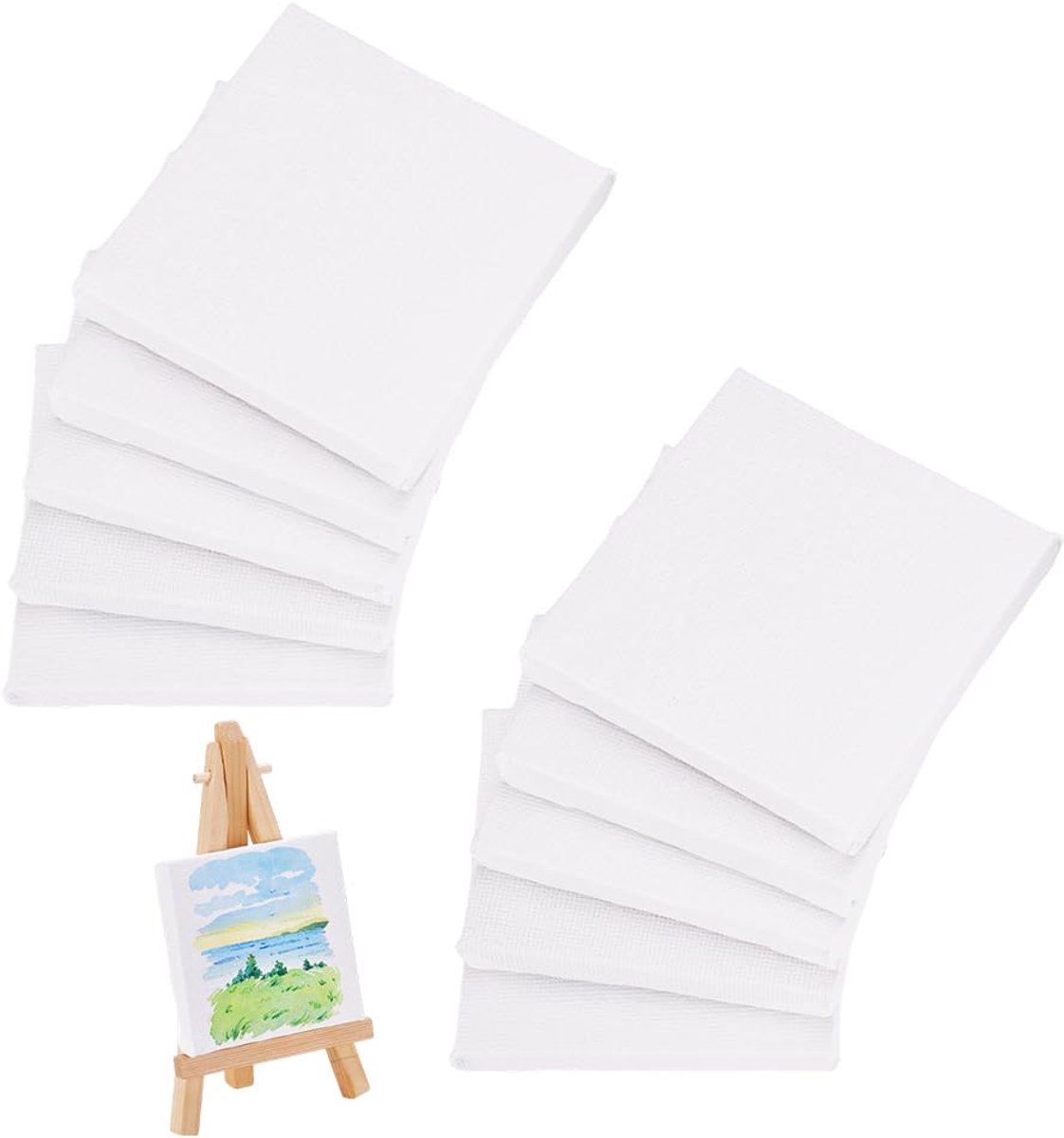 IMPERATORIS® Canvas - Schilderpanelen - Schildercanvas - Schilder doek - Geschikt voor Acryl, Olie- en Wquarelverf - Perfect voor Kleine tot Middelgrote Schilderijen - Hoogwaardige Kwaliteit Canvas - 12 mini canvas panelen10 Stuks