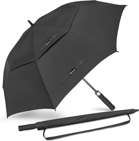 Lange Golfparaplu XXL - Extra Grote Pongé-stof - Automatische Opening Windbestendig 133 Cm 680 G Paraplu Lange Golfparaplu XXL - Extra Grote Pongé-stof - Automatische Opening Windbestendig 133 Cm 680 G Paraplu