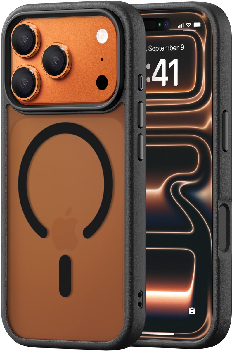 iDenn hoesje voor iPhone 17 Pro Mat Transparant Zwart geschikt voor MagSafe