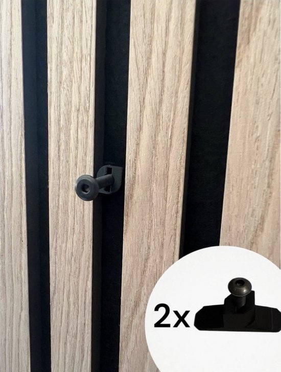Clips de suspension pour panneaux muraux acoustiques - Akupanel - Panneaux acoustiques - Filetage intérieur - Espacement de 13 à 15 mm entre les lames - Vis M5 de 20 mm incluse