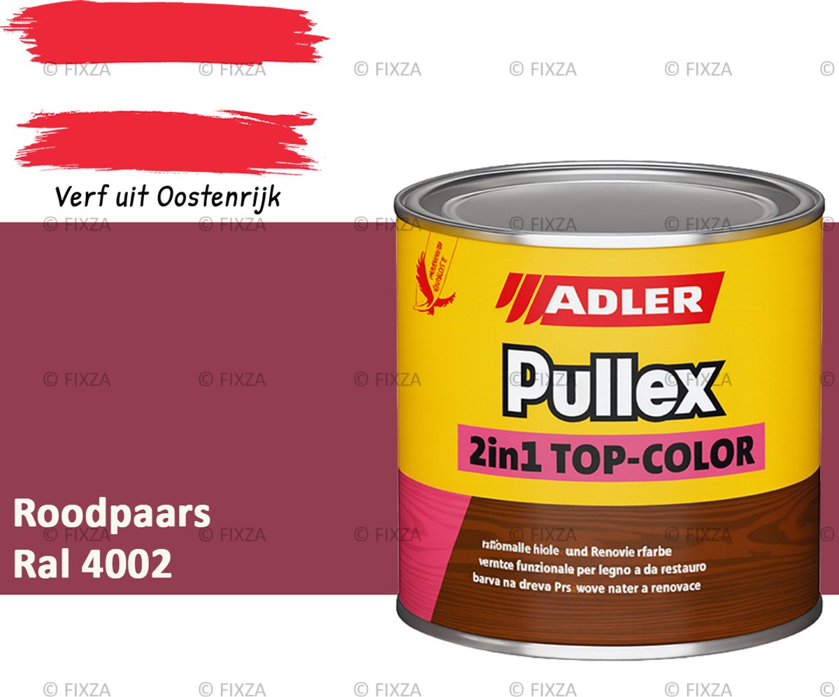 ADLER Pullex 2in1 Top-Color – Roodpaars – 0,75 Liter – Dekkende Houtverf Buiten – Zijdemat