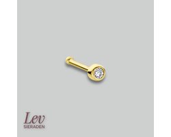 Lev Sieraden - 14 karaat goude neusknopje - piercing - Zirkonia steen - kogel piercing