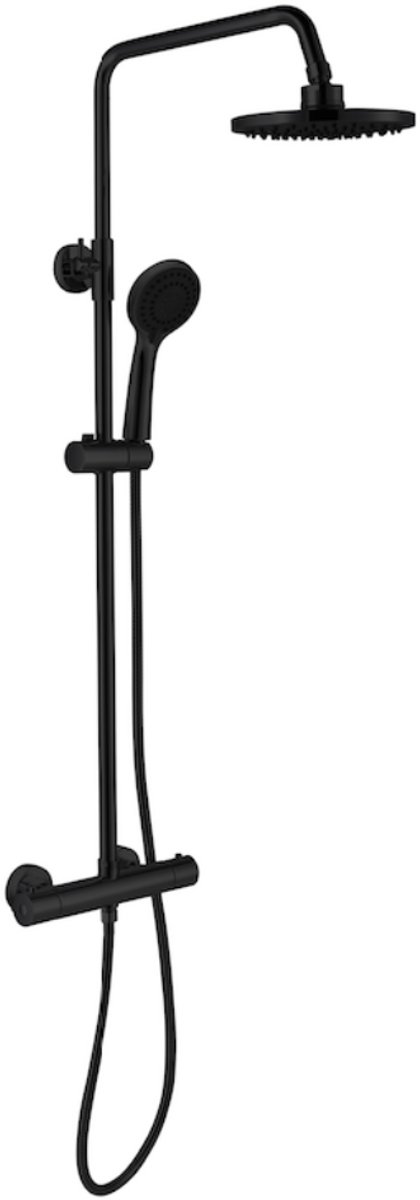 Hudor Douchekolom SC418 Zwart - Douchepaneel met Thermostaatkraan - Regendouche - Céphise Collectie - Premium Messing - UPC Gecertificeerd