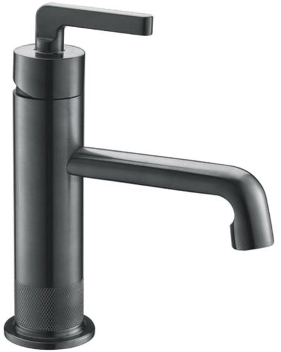 Hudor - Wastafelkraan Zwart Mat Messing - Cephise Collectie B123 - Fonteinkraan - Moderne Wastafelmengkraan - Designkraan voor Wastafel
