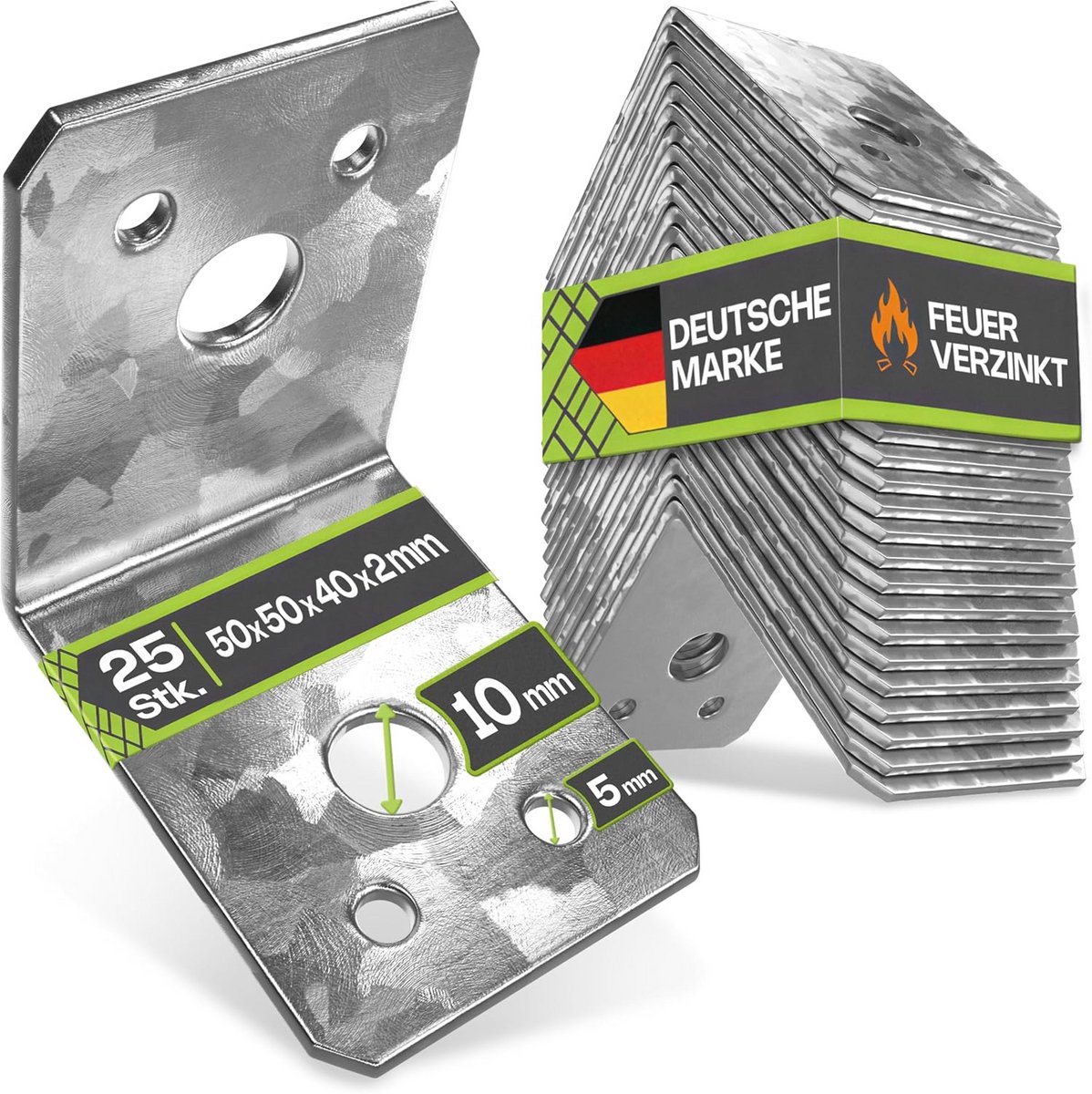 Premium Hoekverbinders - 25 Stuks - Roestvrij Staal voor Zware Belastingen - Hoekhouder en L-Hoek - 50x50x40x2 mm