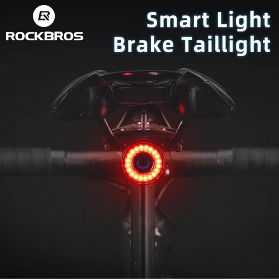 ROCKBROS Q3 Samurai - Smart Brake Fietsachterlicht - Automatisch LED Achterlicht met Bewegings- & Remsensor - Waterdicht IPX5 - USB-C Oplaadbaar - Geschikt voor MTB, Racefiets, Zadelpen & Zadelrail - High-Visibility Fietsverlichting van ROCKBROS — afbeelding 3