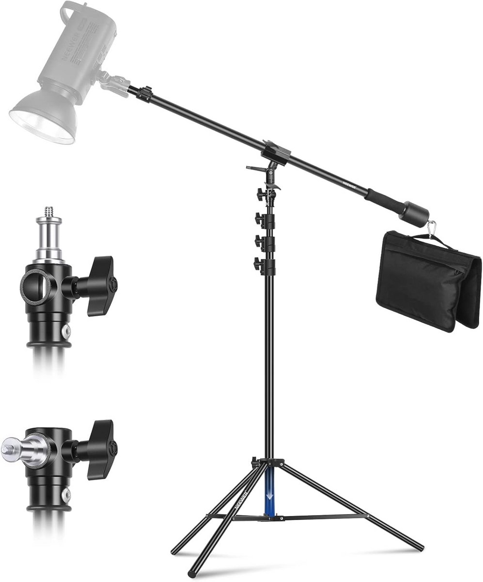 3m Verstelbaar Aluminium Lichtstatief met Boomarm en Contragewicht - Ideaal voor Fotografie en Video