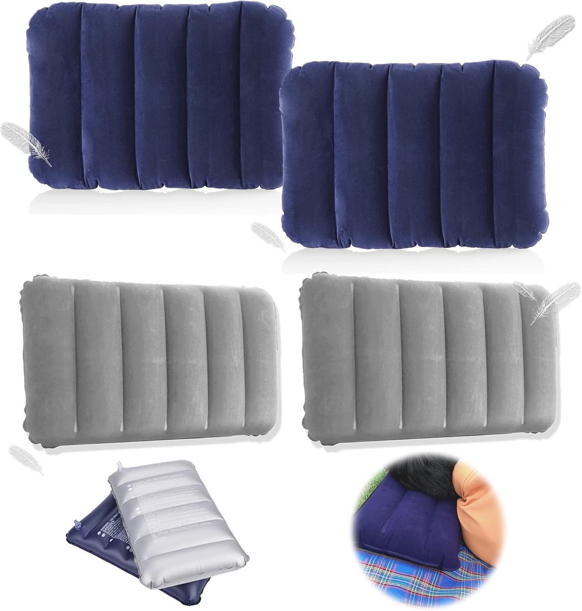 Comfortabel opblaaskussen 4 stuks - Waterdicht en lichtgewicht voor camping en outdoor