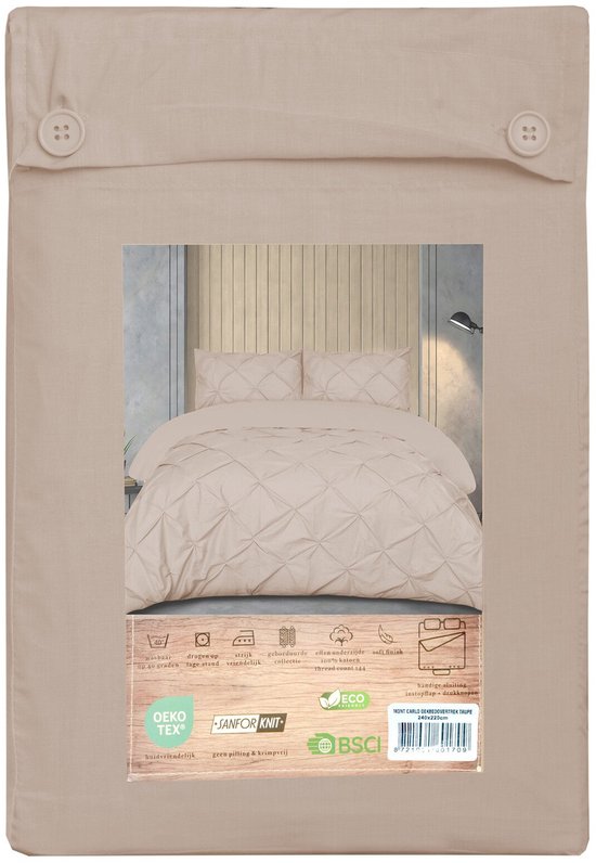 Beau Maison Dekbedovertrek Monte Carlo Taupe 200x200/220 cm + 2 kussenslopen — afbeelding 5