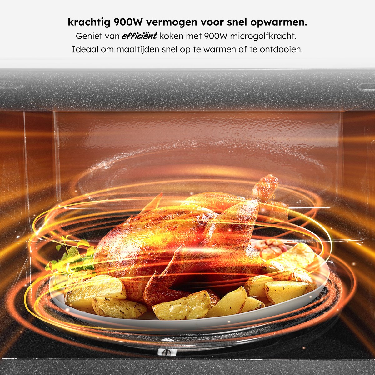 Saaf Combi Magnetron - 25L - Grill en Hetelucht Functie - 10 kookprogramma's - 900W - Zwart thumbnail 3