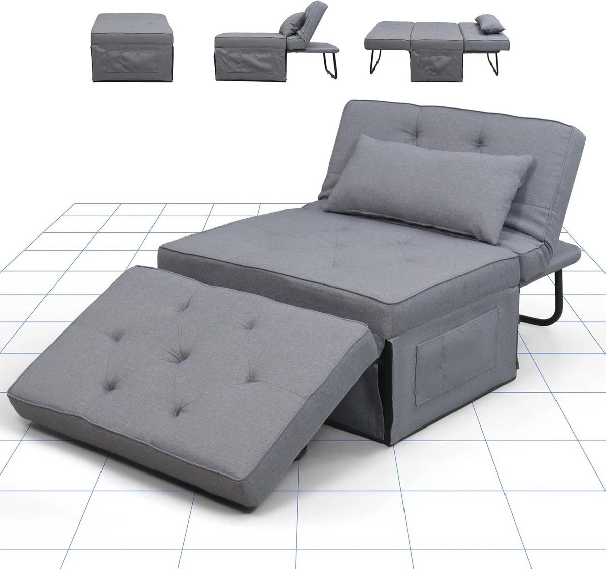FOLDABLE ARMCHAIR WITH STOOL AND SLEEP FUNCTION