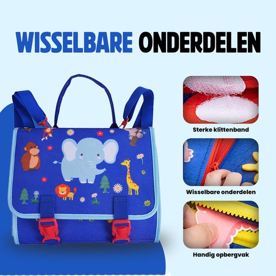 Kiddel Busy Board Safari - Montessori speelgoed - Activiteitenboek & Speelbord Rugtas - Educatief speelgoed 2 jaar - Olifant Dieren Thema van Merkloos — afbeelding 2