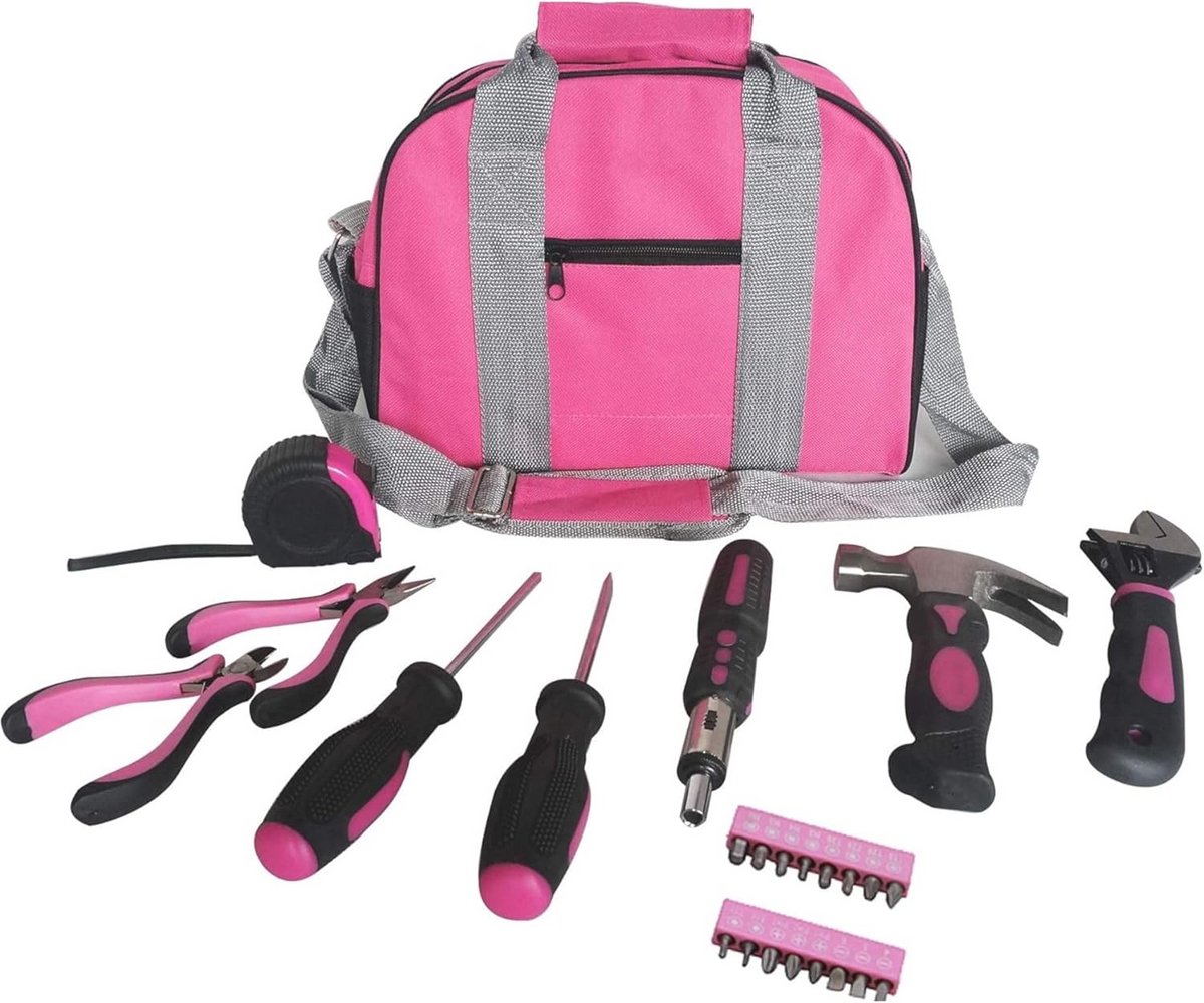 Trendy roze gereedschapsset met 25 stuks voor DIY-projecten