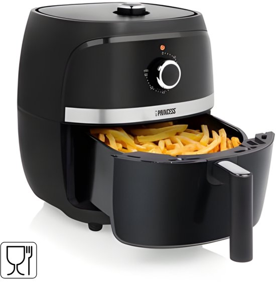 Princess Airfryer 3,2 Liter – 1300W – Heteluchtfriteuse – Instelbare Thermostaat tot 200°C - Cooltouch-handvat - Zwart
