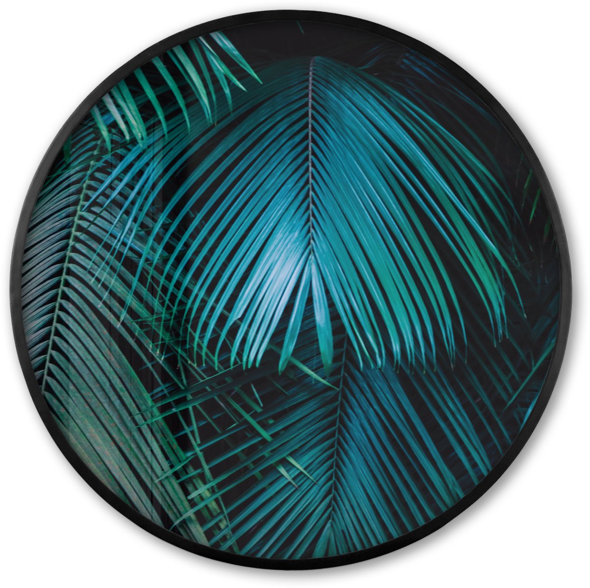 FrameYourWall Poster in lijst Rond - Fotolijst 60x60 cm - Posters - Palmblad - Tropisch - Natuur - Jungle - Ronde posterlijst zwart - Decoratie - Wanddecoratie woonkamer - Muurdecoratie slaapkamer Multicolor