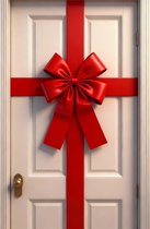 Universele Deurstrik - Kerst Deur Strik - Rood - Versiering - Verstelbaar Lint
