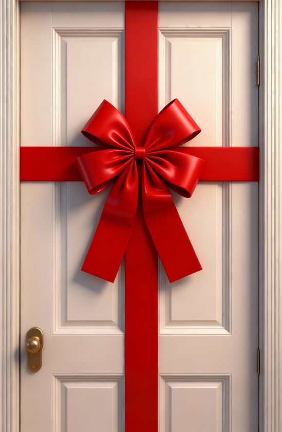 Nœud de porte universel - Noël de porte de Noël - Rouge - Décoration - Ruban ajustable