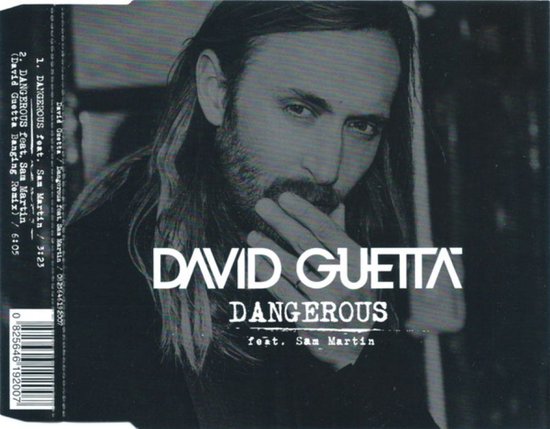 Albumcover met David Guetta, tekst "DAVID GUETTA DANGEROUS feat. Sam Martin".