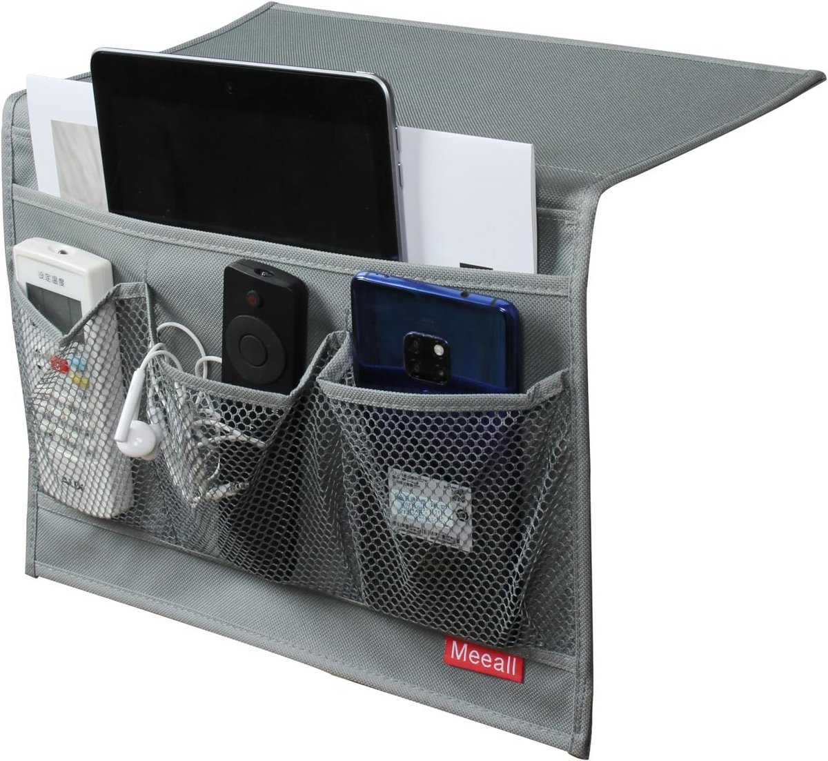 Nachtkastje Organizer met 4 Vakken voor Tablet, Telefoon en Afstandsbediening - Onder Matras Opslag
