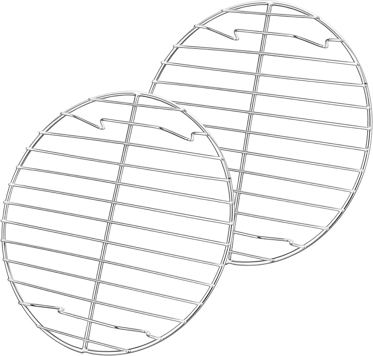 Ronte - Rond Afkoelrooster Set van 2 RVS - Keukenrooster voor Bakken en Koelen - Gezond en Duurzaam - Oven- en Vaatwasmachinebestendig - Metaal Zilver