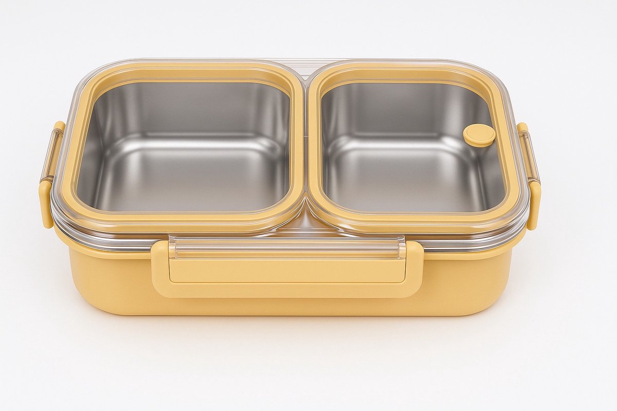 Broodtrommel - Lunchbox - Bentobox RVS - 1L - Roestvrij staal 304 - Geel