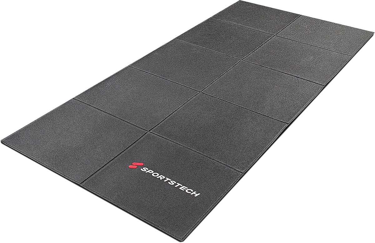 Sportstech opvouwbare vloerbeschermingsmat voor loopband – waterafstotende, geluidsarme fitnessmat 160×74 cm – 6 mm dikke BS300 sportmat voor loopband, hometrainer en thuisgym