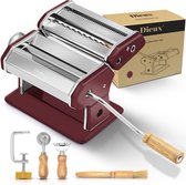 Dieux - Pastamachine Set - Rood - Pastamaker - Inclusief Pasta Tools - Houten handvat - RVS - Pasta - Ravioli - Keukengerei - Housewarming cadeau