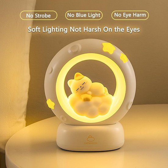 Nachtlampje in de vorm van een kat - Oplaadbare bureaulamp - Met aanraaksensor - Met dimfunctie - Een perfect cadeau voor meisjes en kinderen (kat) van Geen handelsmerk — afbeelding 3