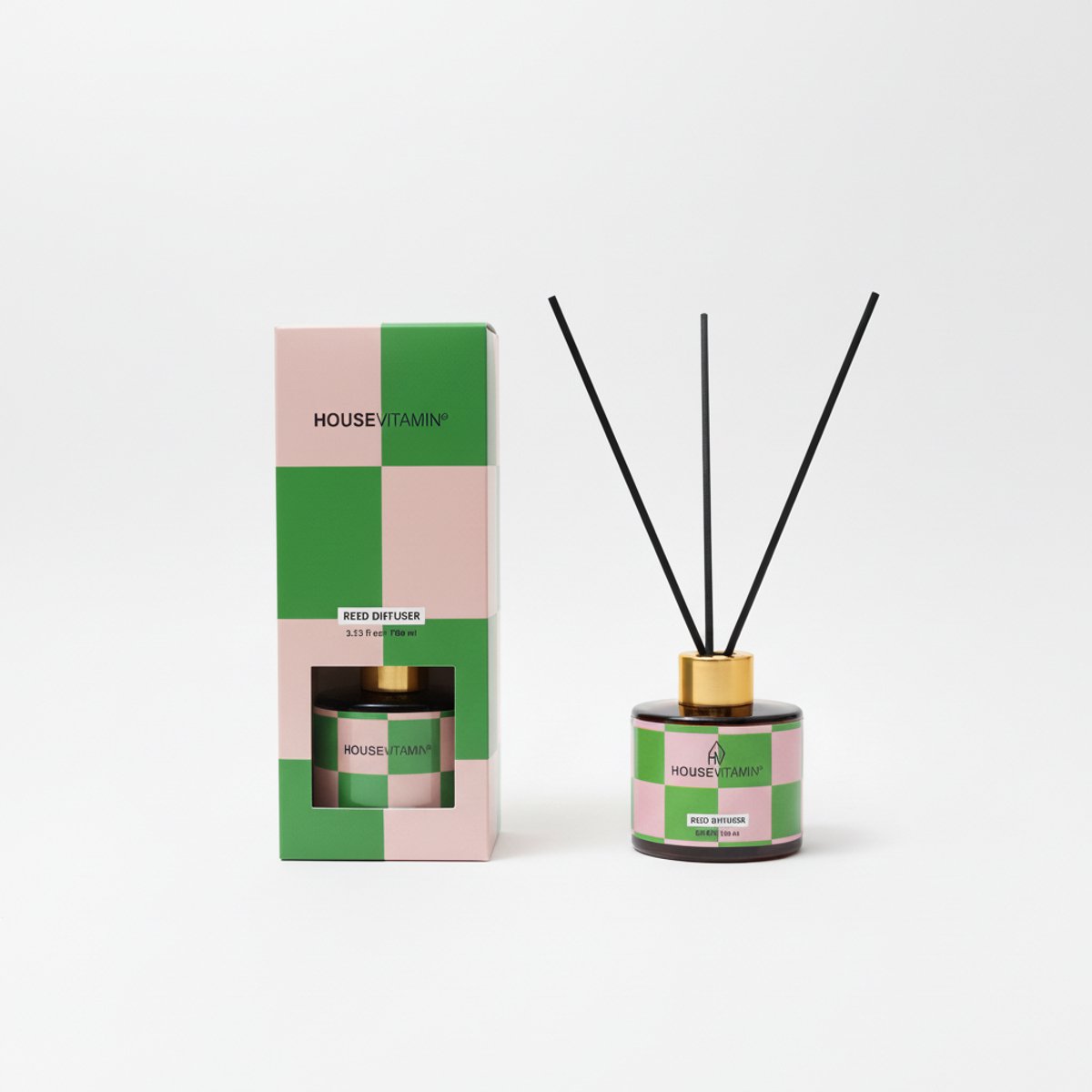 Housevitamin Reed Diffuser Geurstokjes 100ml – Komkommer– Luxe Geurverspreider van Glas met Zwarte Stokjes – Fris & Vrolijk Design – Langdurige Geur – Perfect Cadeau voor Elke Gelegenheid Groen