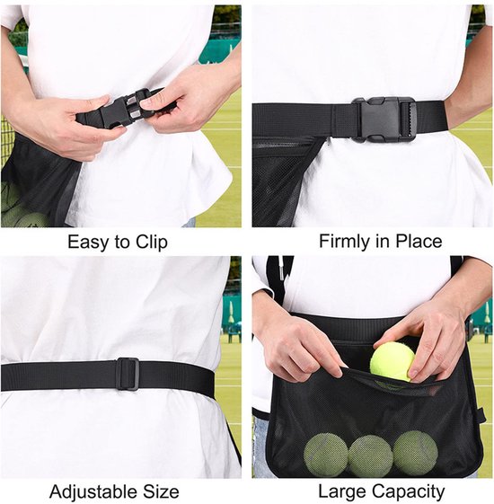 Draagbare tennisheuptas van mesh - lichtgewicht, ademend en gemakkelijk mee te nemen - opbergtas voor golfballen - opbergtas voor tafeltennisballen - 1*16*23 cm - voor buitentraining, sport en reizen - zwart — afbeelding 2