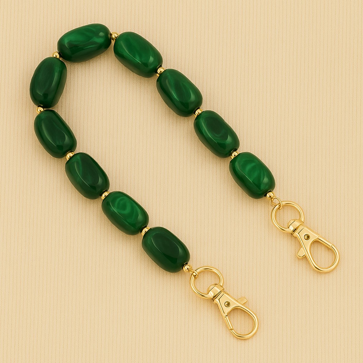 Telefoon Handstrap Donkergroen Emerald Style – Trendy Smartphone Polsbandje met Kralen – Wrist Strap / Keycord – Modieus Telefoon Accessoire - Cadeau voor vrouwen - Valentijn cadeau vrouw