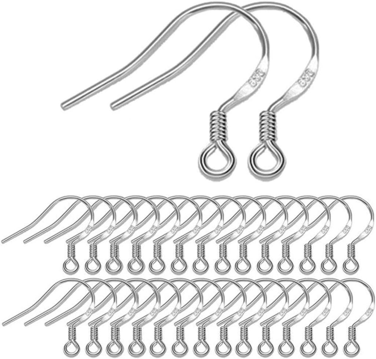 Ronte - Oorbellen van 925 zilver met parels - 50 stuks, hypoallergene oorhaken - DIY sieraden - accessoires.
