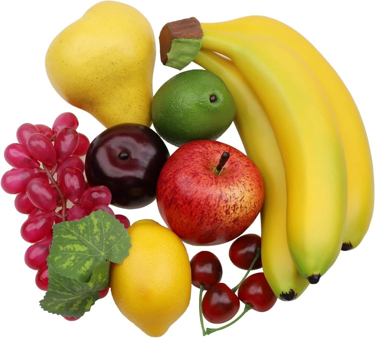 Ronte - Nep Fruit Speelgoed voor Thuisdecoratie - Set van 8 Stuks - Kunstmatige Levensechte Appelpekel Banaan Druif Citroen Peer - Ideaal voor Kerstfeest Decoratie