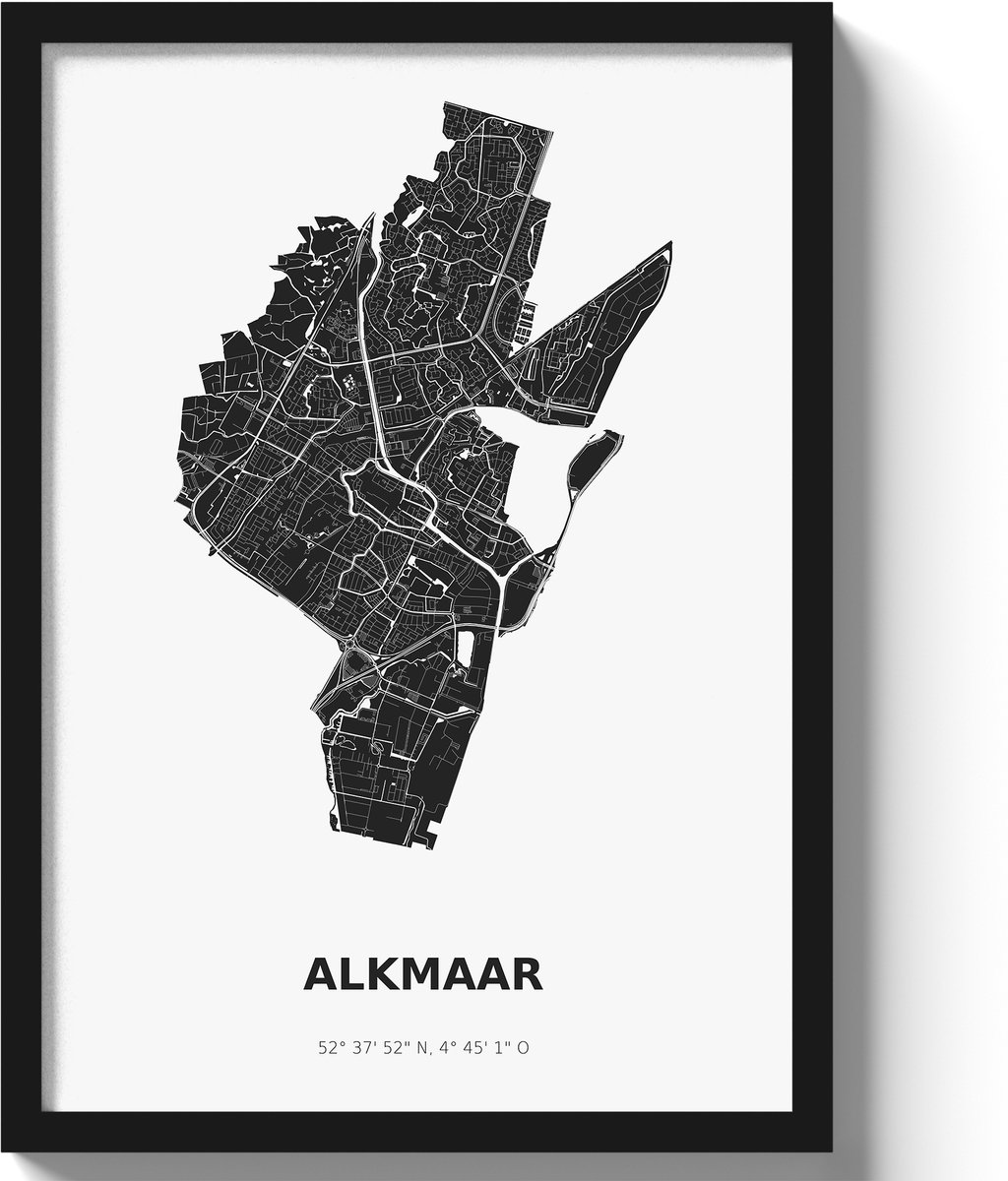 Poster Alkmaar A3 - 30 x 42 cm - Zwart/Wit (Exclusief Lijst)