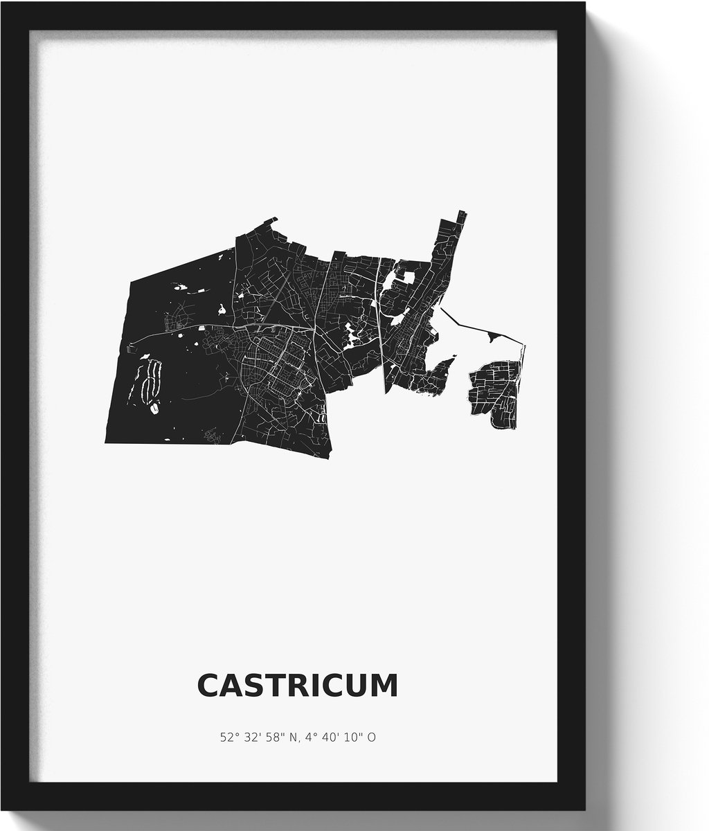 Poster Castricum A3 - 30 x 42 cm - Zwart/Wit (Exclusief Lijst)