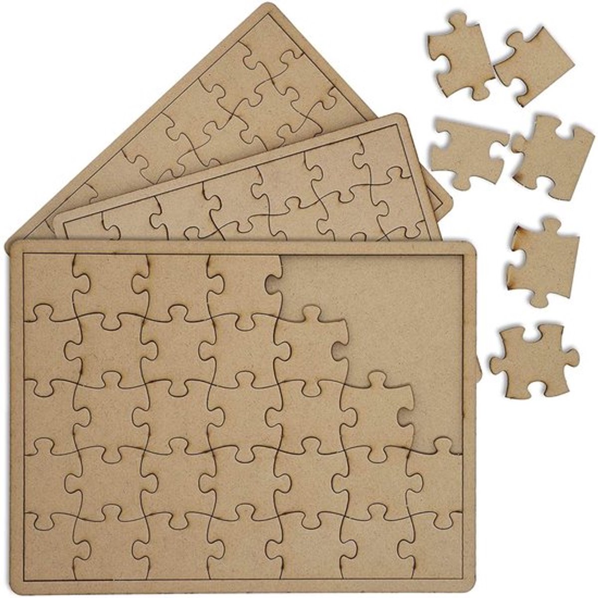 Blanco DIY Puzzel (3 Pack) - Houten Decoratie met Frame - 35 Stuks per Puzzel - 27,4 cm x 19,7 cm x 0,6 cm